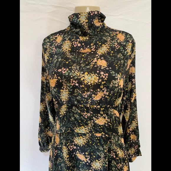 Zara Sz Large Floral Print Long Sleeve Midi Dress - Picture 5 of 12